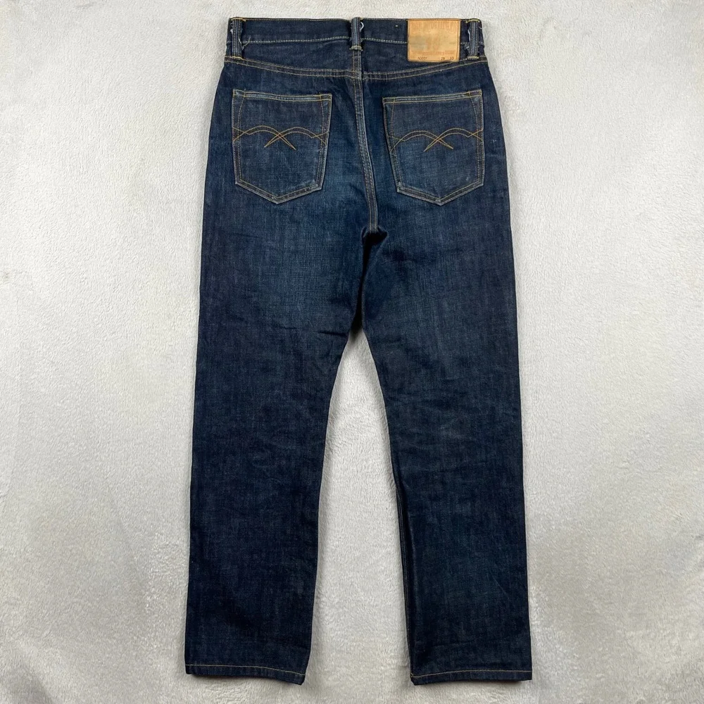 Bob Dong Selvedge Denim Jeans Mens 29x28 Straight Leg 15 Oz Blue Dark Wash